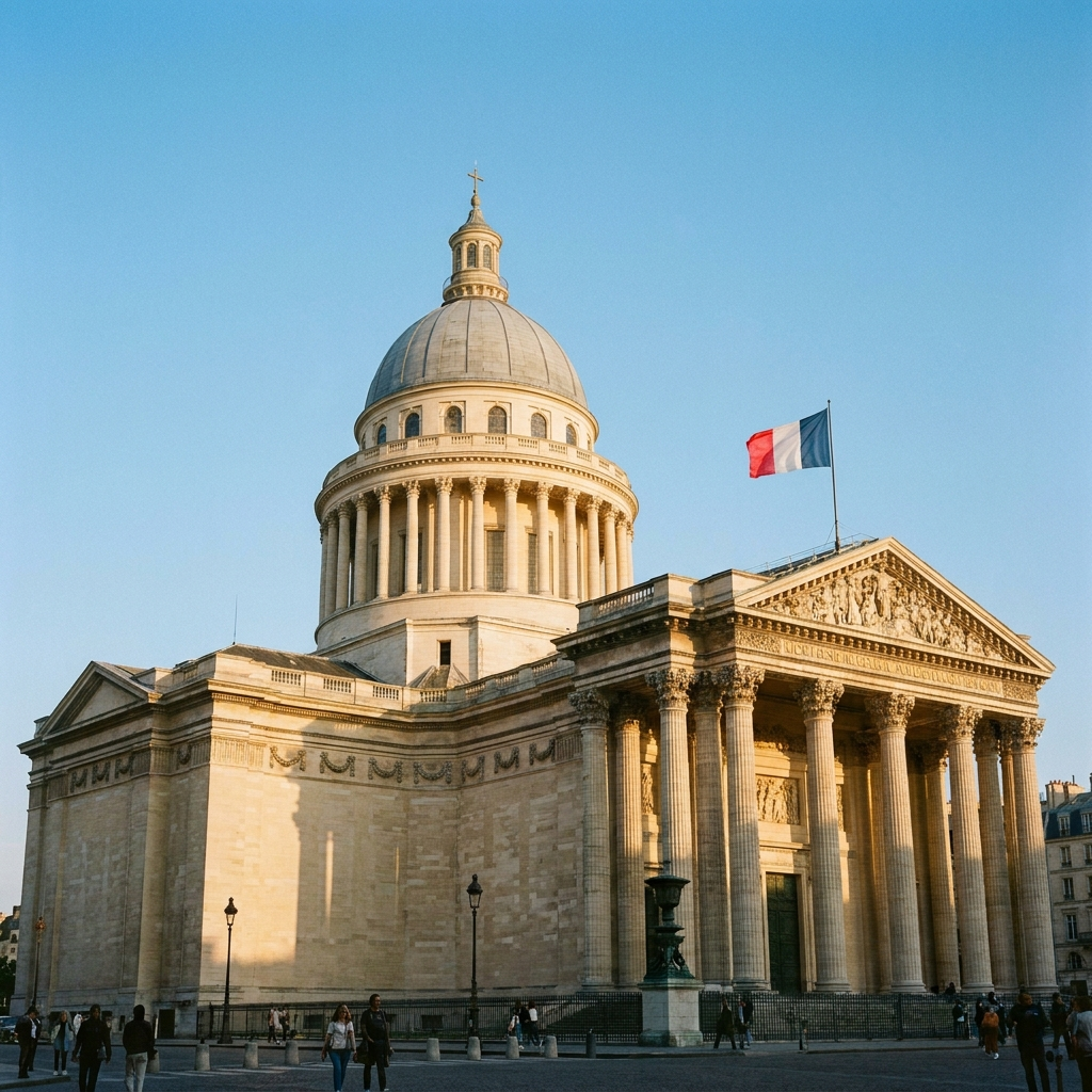 Le Panthéon de Paris avec le drapeau français — symbole de la République